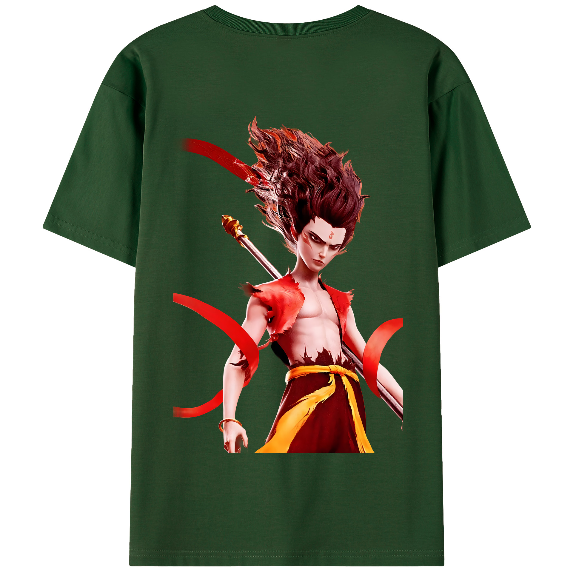 （画像用） Ne Zha 2 ナタ 魔童の大暴れ 綿100％半袖Tシャツ（背面プリント）